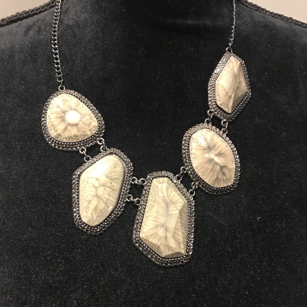 Grey marble stone necklace